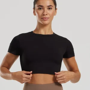 Essential Cropped Short Sleeve Tee | Black